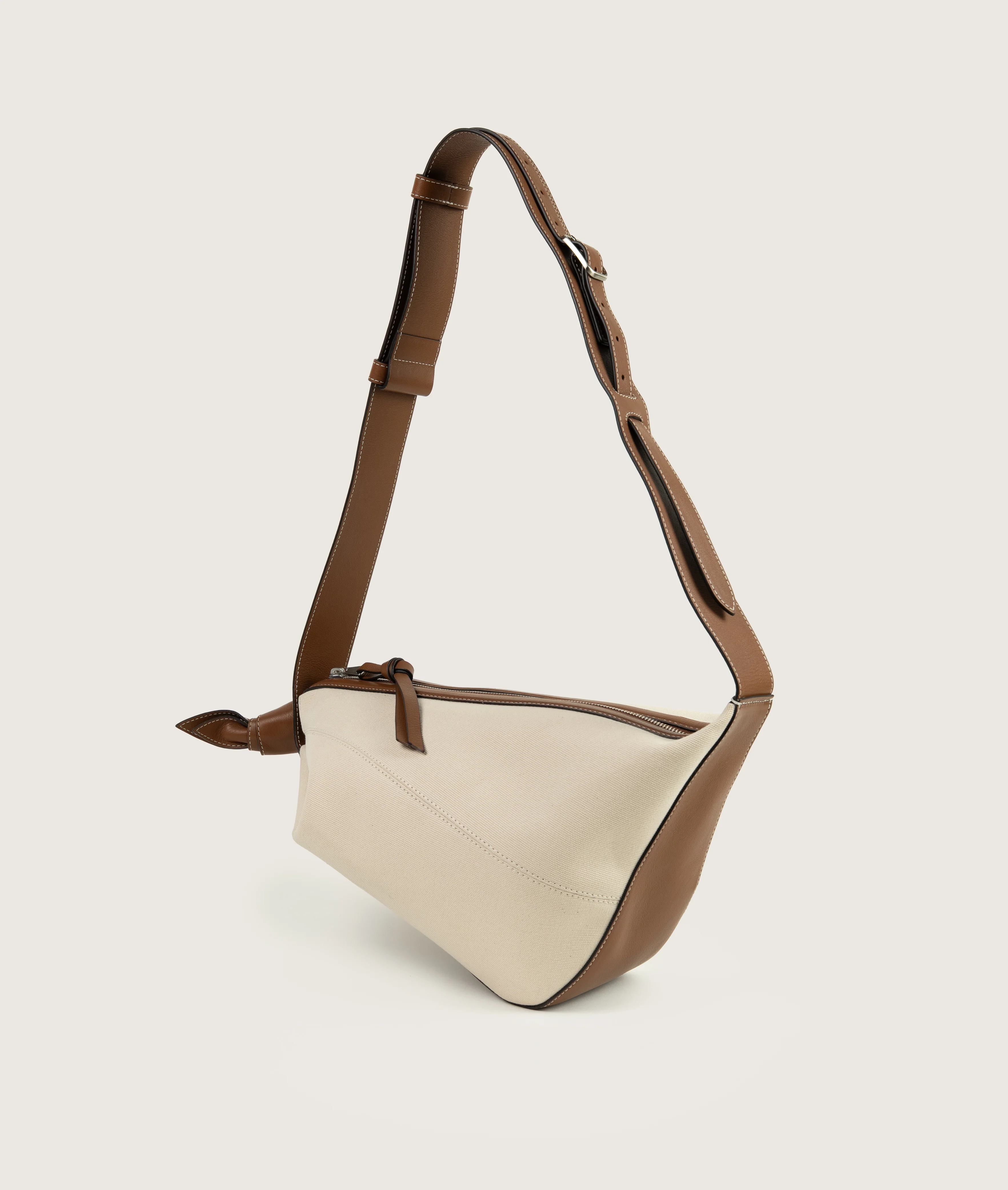 Furoshiki Crossbody Bag M Canvas Ivory-Caramello - Image 3