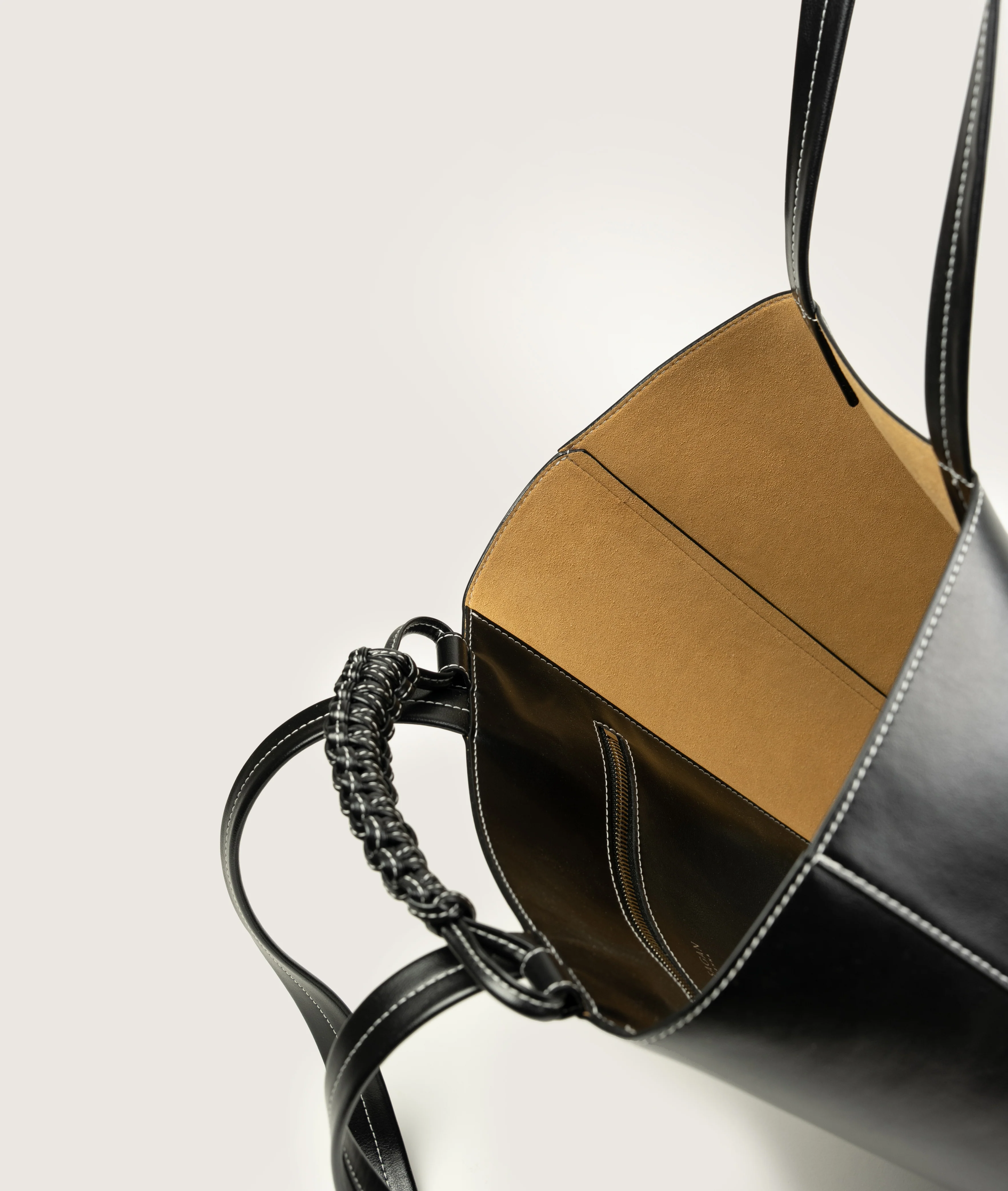 Pazar Book Tote Grape Leather Black with white Stitching - Image 3