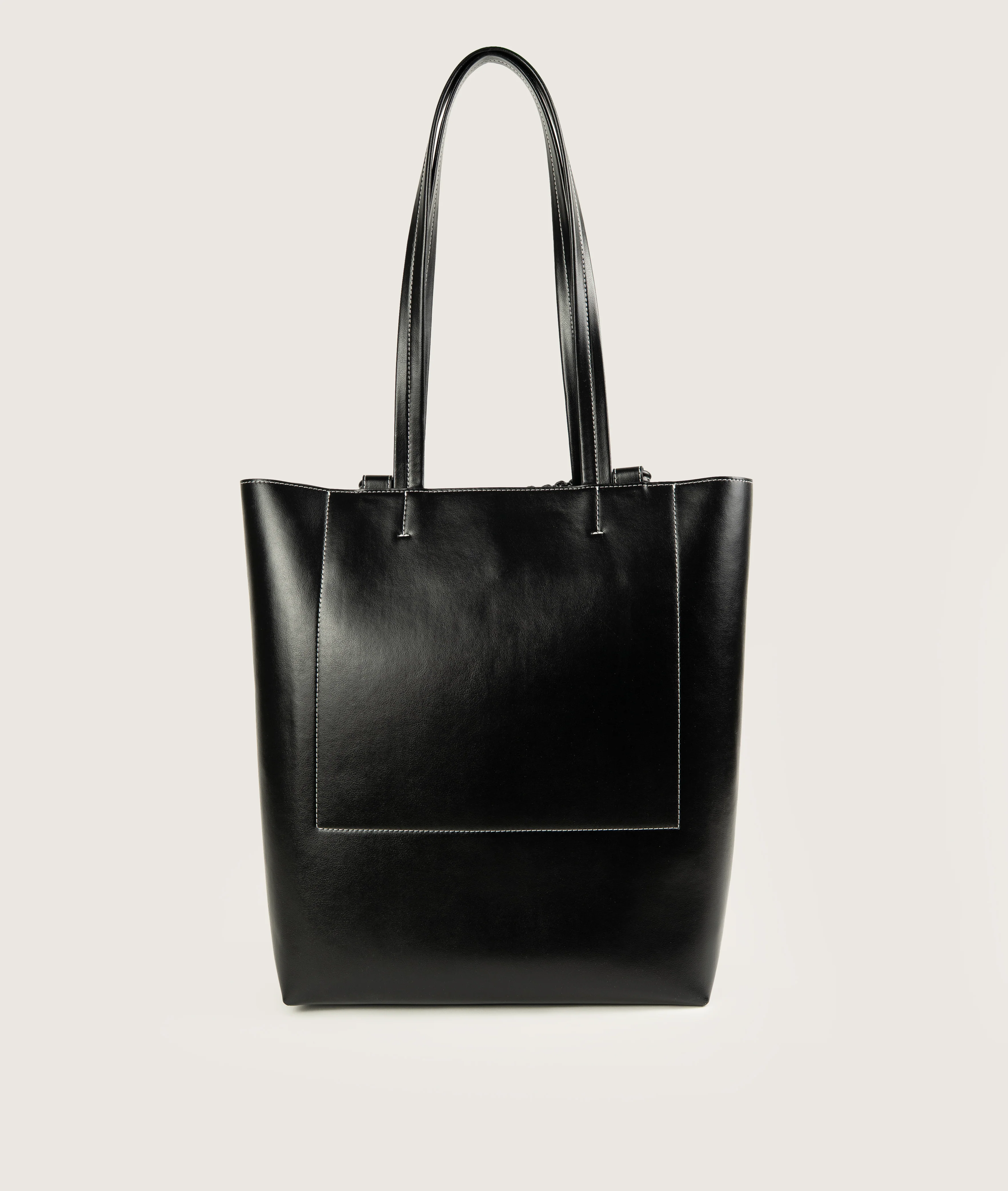 Pazar Book Tote Grape Leather Black with white Stitching - Image 5